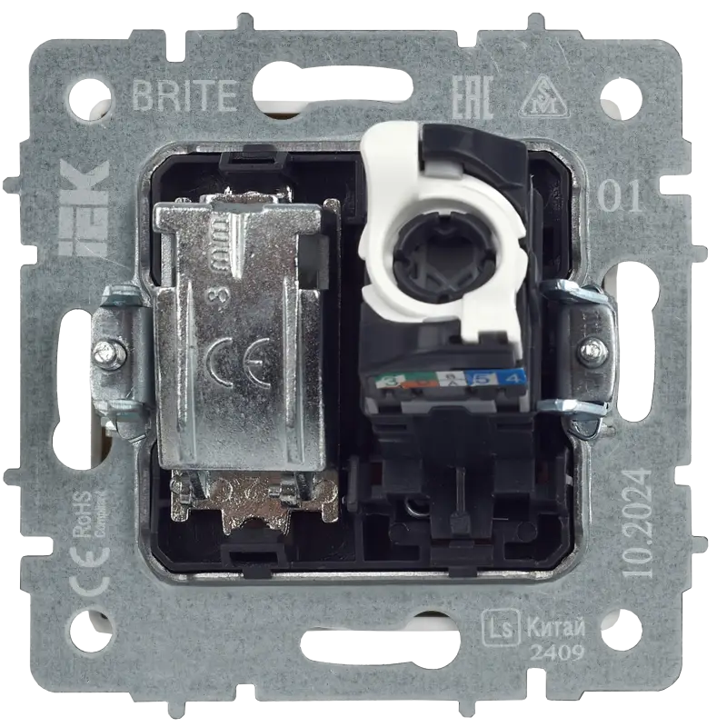 BRITE Розетка двойная TV+RJ45 кат.5E РТВ/РК12-БрЧ черный