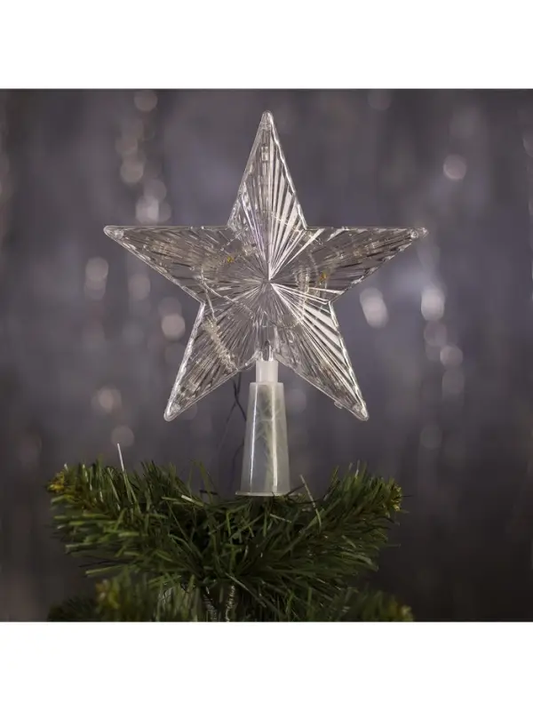 Светодиодная верхушка на ёлку &laquo;Звезда прозрачная&raquo;, 15 см, 10 LED, 220 В, свечение RG/RB