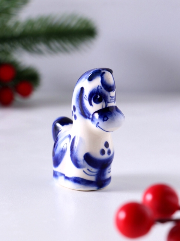 Сувенир Конь Агат, 6,5х5,5х2,5см, гжель Сувенир Конь Агат, 6,5х5,5х2,5см, гжель