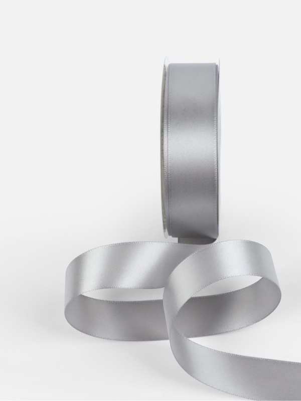 Лента атласная двухсторонняя №837 25мм*25±1м серебряный TR
