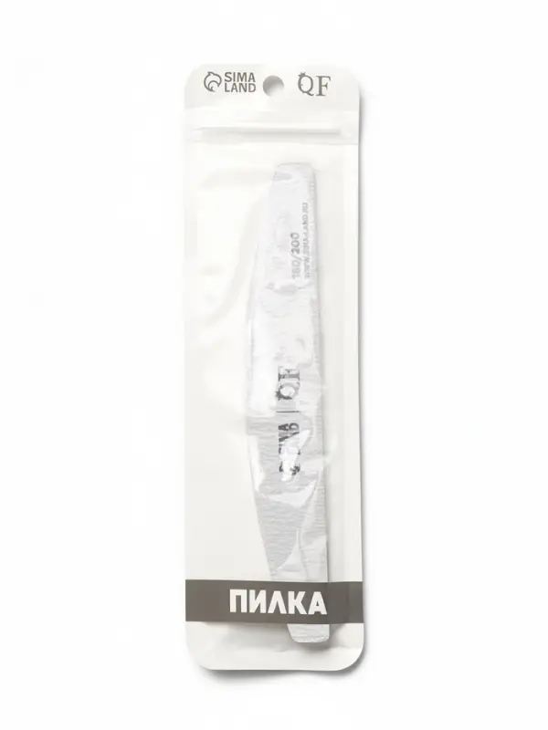 Пилка для ногтей, лодочка, 180/200 грит, 18 см, серая
