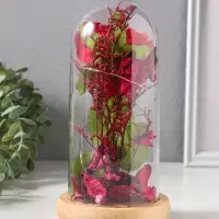 Фигурка световая колба RISALUX &laquo;Роза&raquo;, LED - ночник, 3&times;АG10, красный, 9.5&times;9.5&times;19.5 см