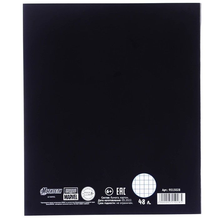 Тетрадь 48 листов в клетку, картонная обложка, чибики, Мстители