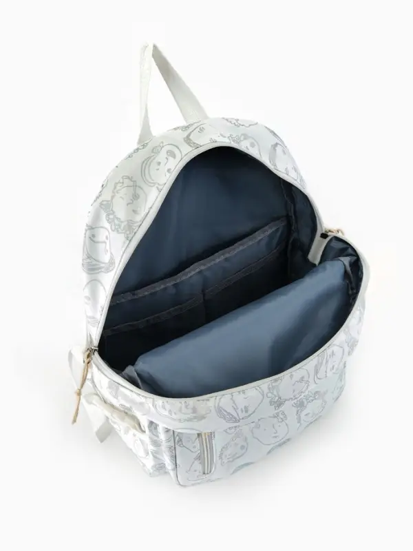 Рюкзак школьный на молнии, с карманами, с принтом, размер 29&times;11&times;40 см, белый