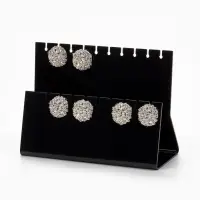 Подставка под серёжки на 10 пар, 2 ряда, 15.5&times;6.5&times;11 см, 5, 2 мм, чёрная