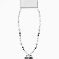 Колье на жемчужных бусах &laquo;Ракушка&raquo;, L=55 см, белый в серебре