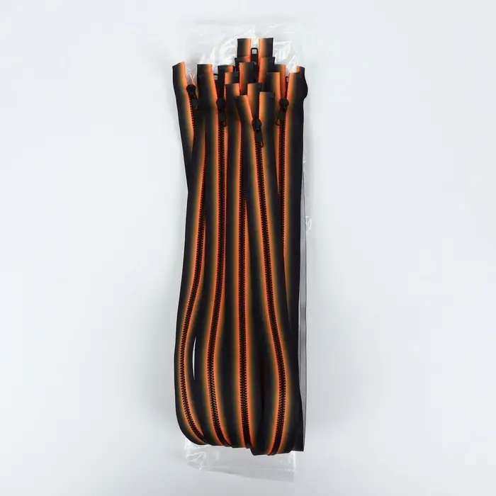 Молния «Трактор», №5, разъёмная, замок автомат, 70 см, оранжевая, чёрная