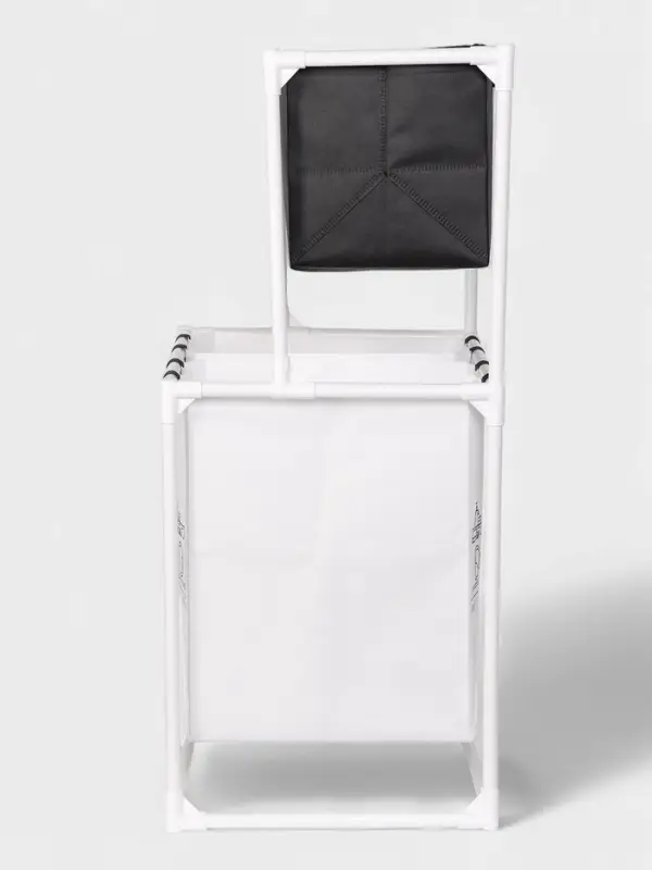 Корзина для белья складная Доляна, 56&times;39&times;95 см, чёрная, белая