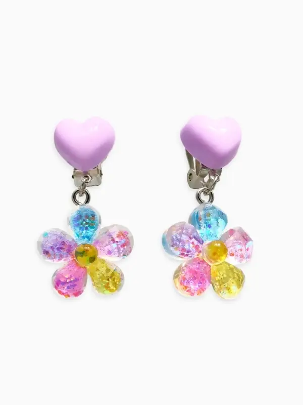 Серьги-клипсы детские Выбражулька «Цветок», сияющие, цветные