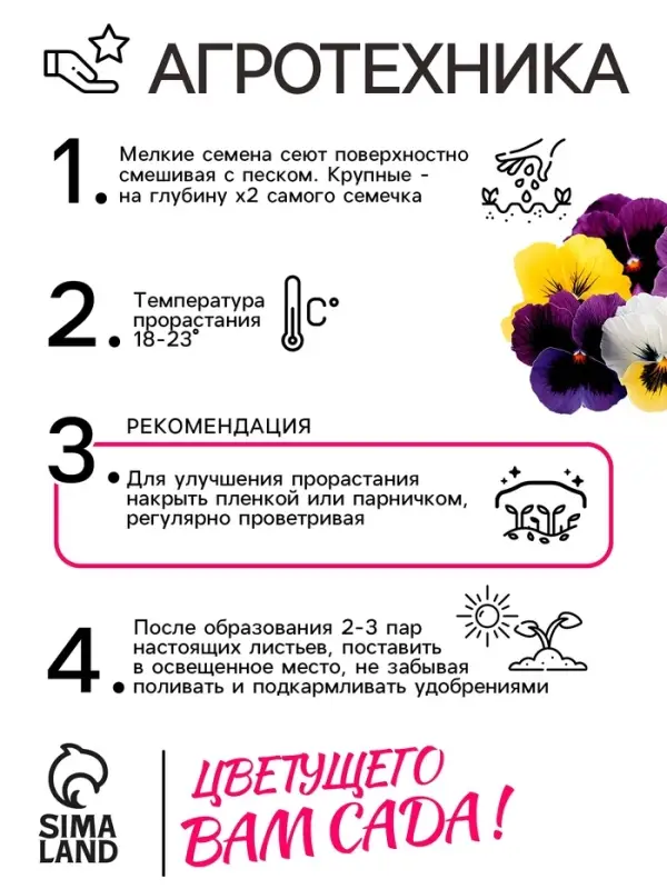 Семена цветов Виола "Шведские гиганты", 0,1 г