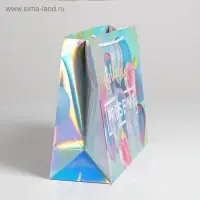 Пакет подарочный голографический, упаковка, &laquo;Birthday Present&raquo;, 32&times;26&times;12 см