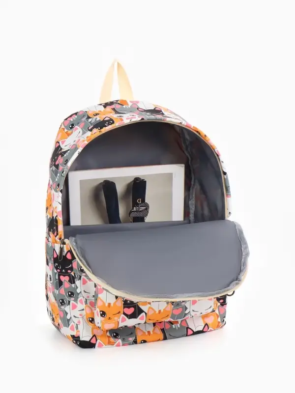 Рюкзак школьный &laquo;Котики&raquo;, с пеналом, 29&times;12&times;41 см, разноцветный