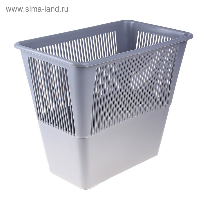 Корзина для бумаг и мусора Стамм, 12 литров, пластик, сетчатая, прямоугольная, серая Корзина для бумаг и мусора Стамм, 12 литров, пластик, сетчатая, прямоугольная, серая