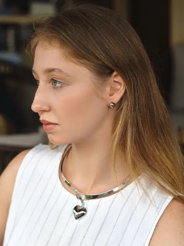 Набор 2 предмета: серьги, чокер «Обруч» сердце, цвет серебро Набор 2 предмета: серьги, чокер «Обруч» сердце, цвет серебро