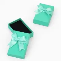 Коробочка подарочная под набор «Тиффани» с крупным бантом, 5×8×2.5 см, вставка МИКС, бирюзовый