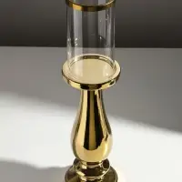 Подсвечник на 1 свечу &laquo;Аванти&raquo;, керамика, стекло, d=8 см, золото, 10&times;10&times;40.5 см