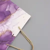 Пакет подарочный "Мрамор", фиолетовый с бантиком, 32 х 25 х 11 см