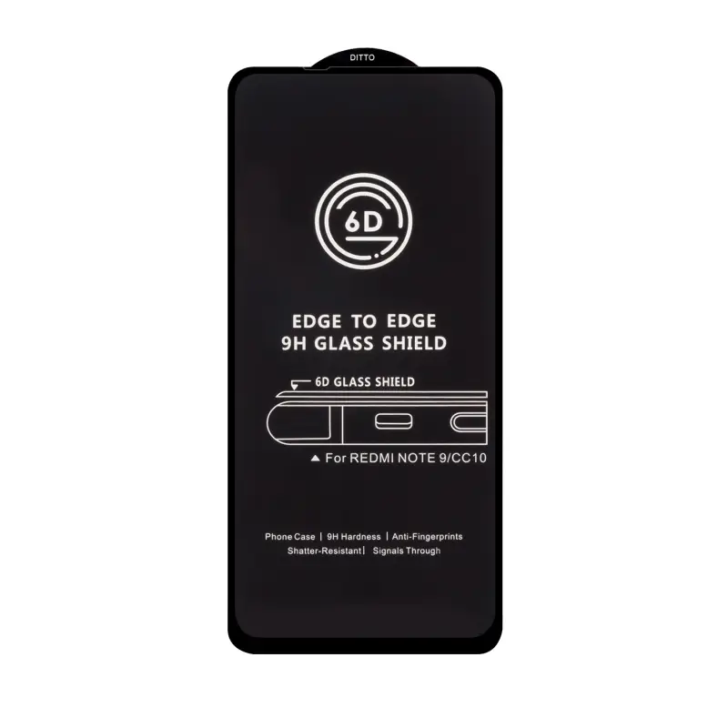 Защитное стекло Xiaomi Redmi Note 9 Black 6D без упаковки