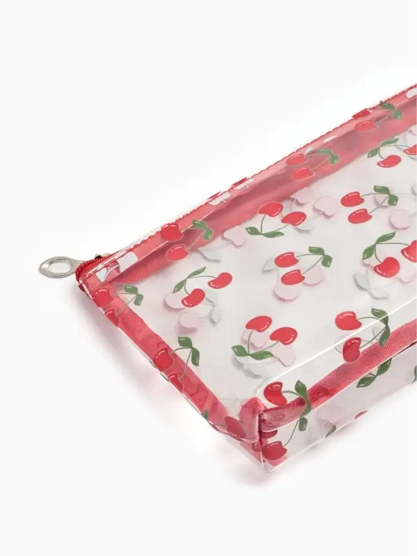 Косметичка ПВХ Вишня 25*5*15, отд на молнии,  прозрачный