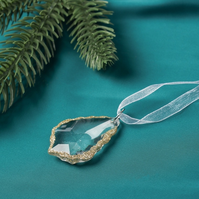 Украшение ёлочное Украшение ёлочное "Капля" (набор 3 шт) 4,5х3 см, прозрачный с золотом