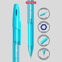 Ручка шариковая ErichKrause R-301 Spring Stick & Grip, узел 0.7 мм, чернила синие, резиновый держатель, длина линии письма 2000 метров,МИКС