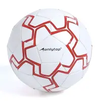 Футбольный мяч ONLYTOP, машинная сшивка, 32 панели, р. 5, PVC, резиновая камера, белый, красный