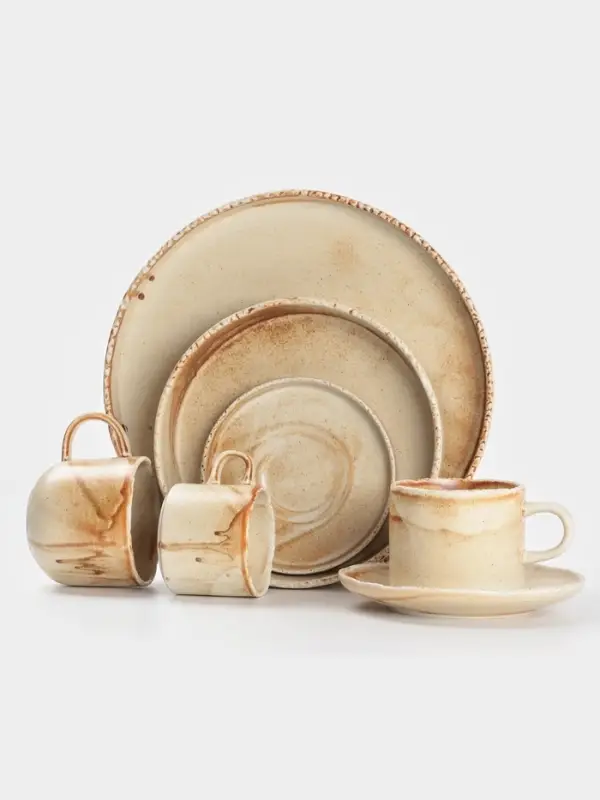 Тарелка с бортиком Magistro Organic brown, d=21.2 см, фарфор, бежевая