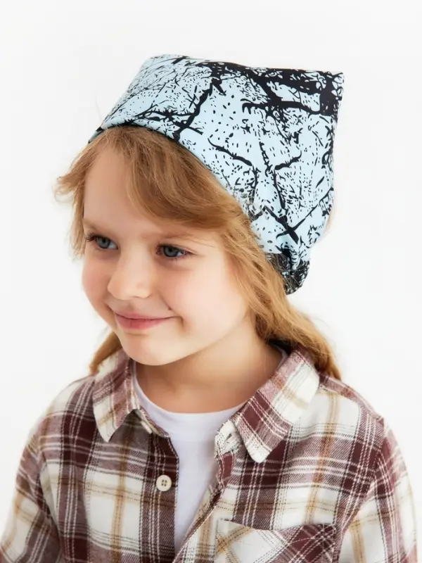 Косынка для девочки "Узор", цв. голубой, р-р 50, 100% п/э