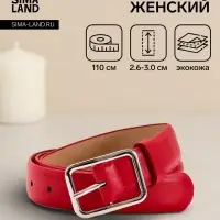 Ремень женский Classic, 110&times;3 см, пряжка металл, серебристая, красный