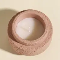 Свеча в вулканическом подсвечнике "Цилиндры" розовая 8,1х8,1х5,4 см
