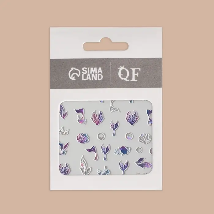 Наклейки для ногтей «Зов моря», объёмные, фиолетовые, белые Наклейки для ногтей «Зов моря», объёмные, фиолетовые, белые