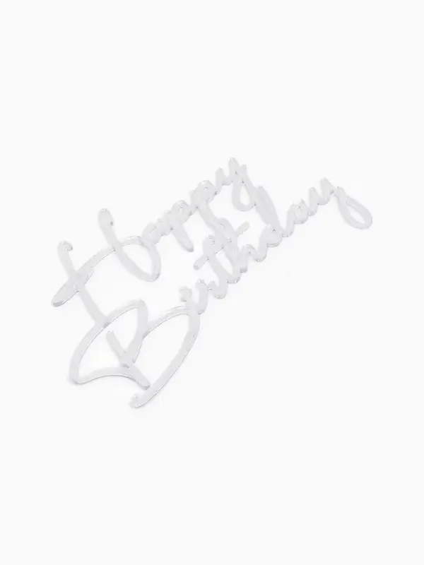 Топпер для торта "Happy Birthday " акрил, цвет серебро