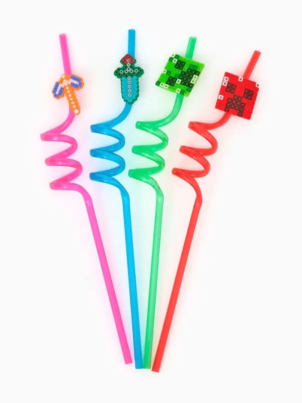 Трубочки для коктейля "Пиксели" набор 4 шт