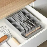 Лоток для столовых приборов с подставкой для ножей Доляна, 11 секций, 30&times;23.5&times;5 см, пластик, серый