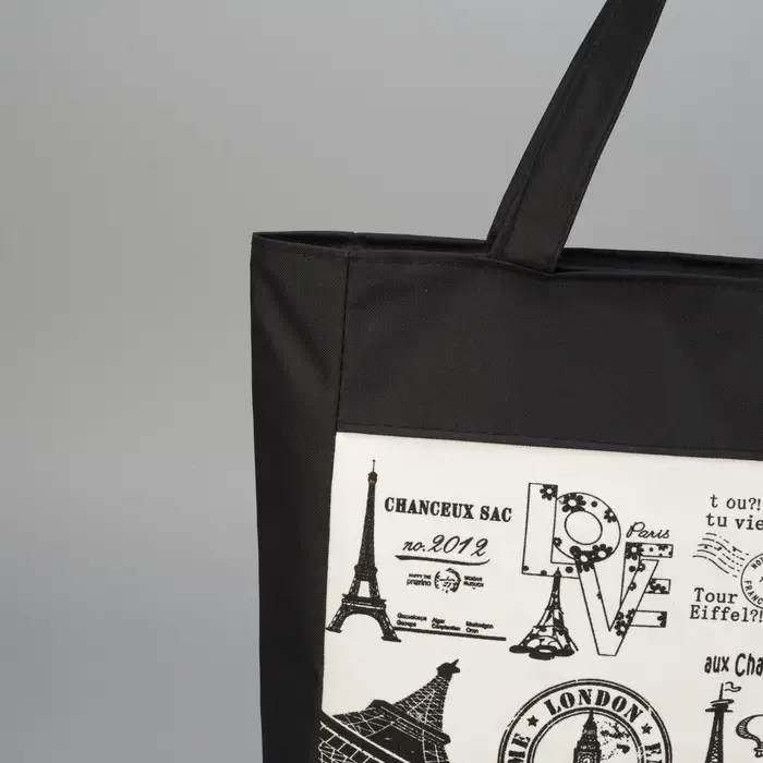 Сумка - шоппер &laquo;Франция&raquo;, на молнии, с подкладкой, 42&times;9&times;32 см, чёрный