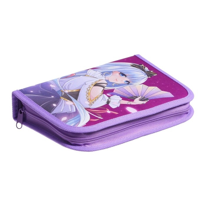 Пенал 3 секции, вкладка внутри, 140 х 210 х 40 мм, тканевый, Calligrata TOP Block Пенал 3 секции, вкладка внутри, 140 х 210 х 40 мм, тканевый, Calligrata TOP Block "Аниме"