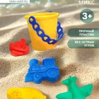 Набор игрушек для песочницы, 5 предметов: 4 формочки, ведро, МИКС