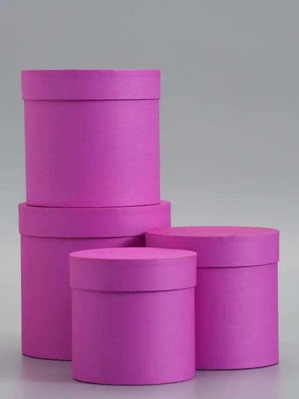 Набор шляпных коробок  4 в 1 "Фуксия" 18 &times; 18 ‒14 &times; 14 см