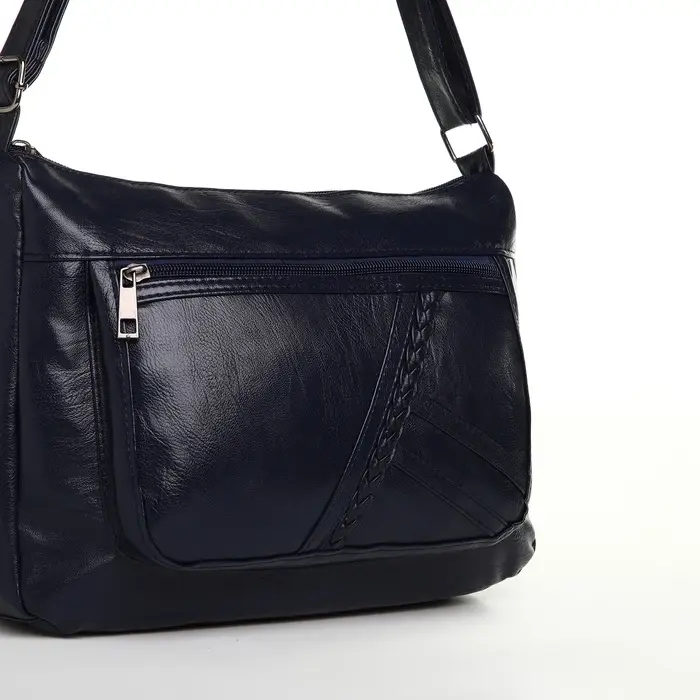 Сумка женская кросс-боди на молнии, 28&times;10&times;20 см, тёмно-синяя