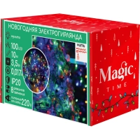 Гирлянда светодиодная 100LED ламп, 10м,  220B, мультицвет,8реж,IP 20,92817