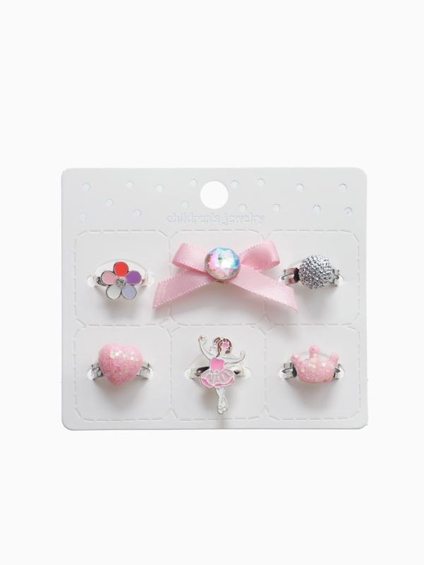 Кольца детские Кольца детские "Выбражулька" набор 6шт,балерина ассорти форма, цвет МИКС, б-р