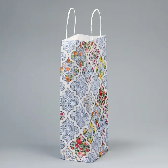 Пакет подарочный под бутылку, упаковка, «Праздничный», белый крафт, 13 х 36 х 10 см Пакет подарочный под бутылку, упаковка, «Праздничный», белый крафт, 13 х 36 х 10 см