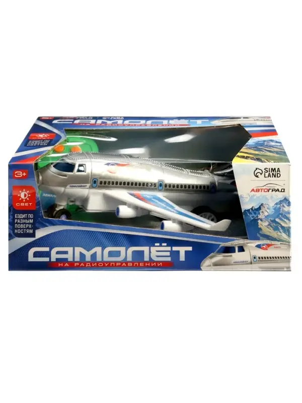 Самолет на радиоуправлении &laquo;Лайнер&raquo;, световые эффекты, работает от батареек, цвет серый