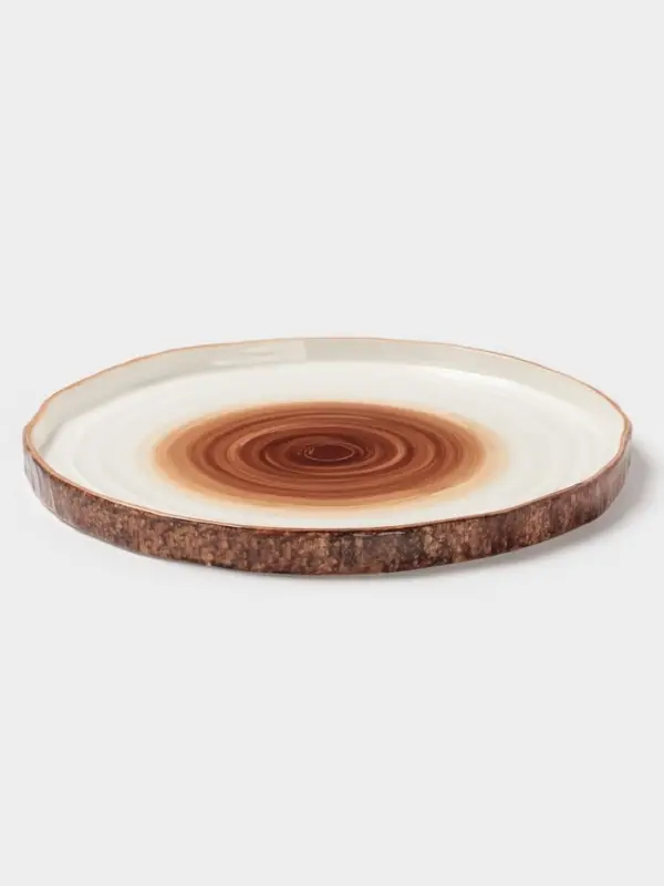 Тарелка Magistro Wood, d=25.3 см, фарфор, коричневая
