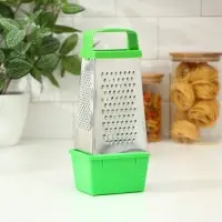 Тёрка с контейнером КВАРЦ &laquo;Комфорт&raquo;, 4 грани, 450 мл, 11&times;8.5&times;27 см, металл, МИКС