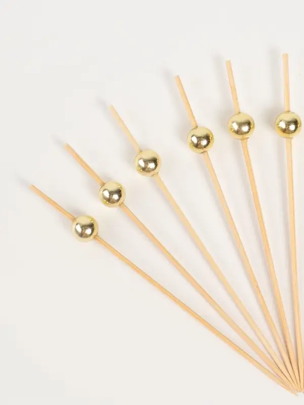 Шпажки деревянные Шпажки деревянные "Жемчужина" , 12 см, набор 12 шт цвет золото