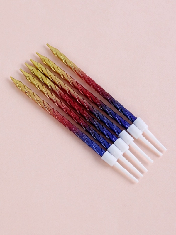 Свечи для торта Свечи для торта "Высокая спираль", 6 шт, градиент желтый, красный, синий