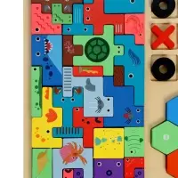 Деревянный  пазл Тетрис 3 в 1