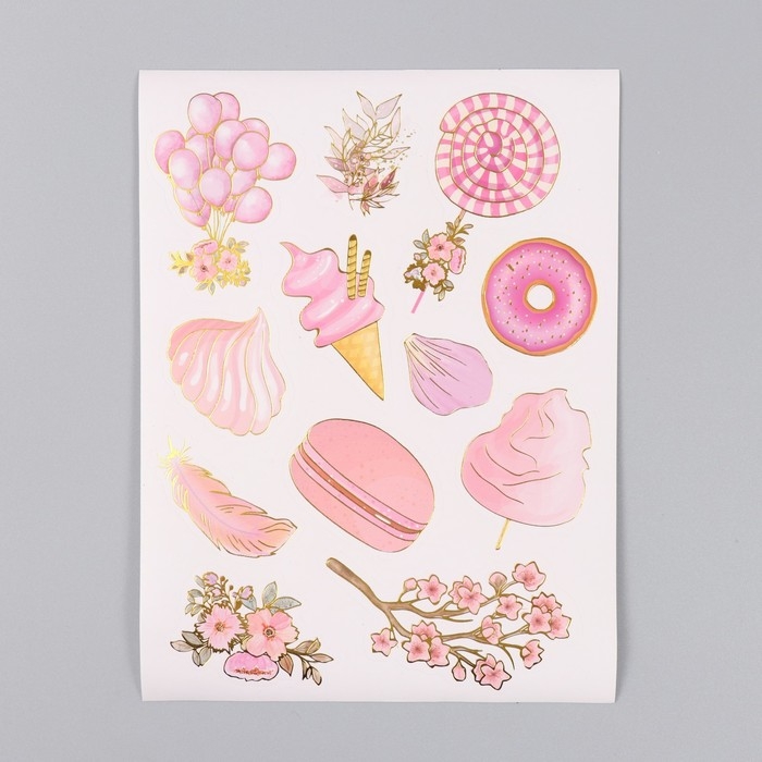 Фотоальбом 25 листов (наклейки+кольца)  Фотоальбом 25 листов (наклейки+кольца) "Сладости. Нежность" тиснение золото 19х27х3 см