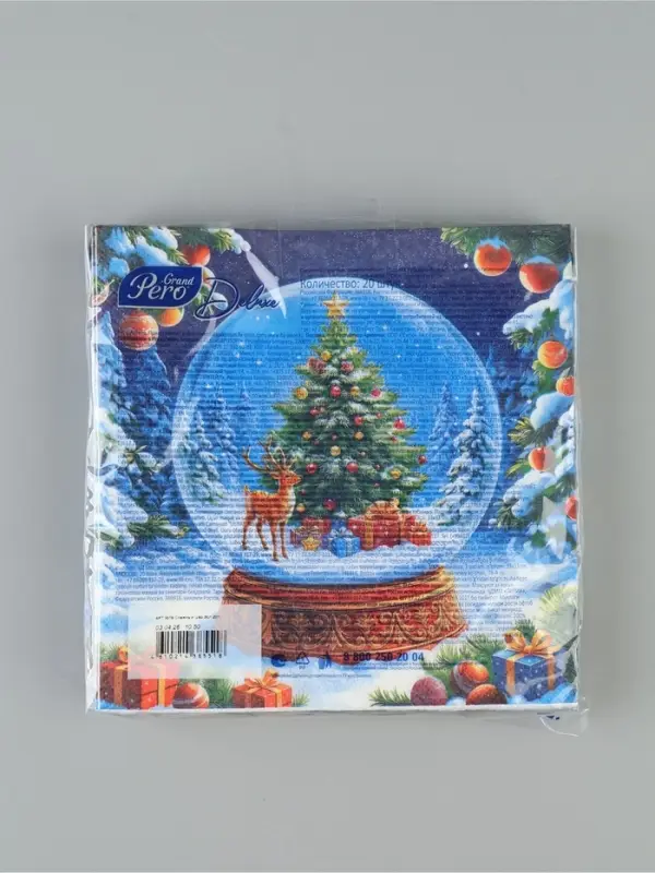 Салфетки новогодние бумажные &laquo;Снежный шар&raquo;, 33&times;33, 3 слоя, 20 шт.